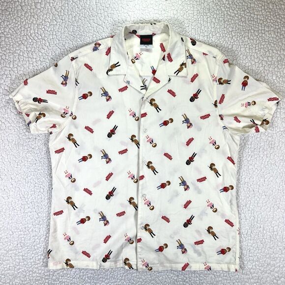 All Other - Stranger Things Button Up Shirt Men’s XL Cartoon All Over Print Short Sleeve